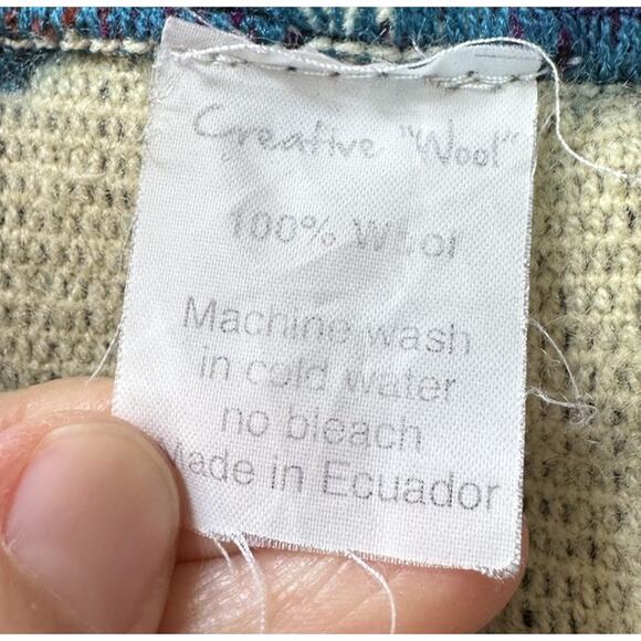 Creative Wool 100% Wool Hooded Shawl Sweater One Size White Open Front - Picture 3 of 5